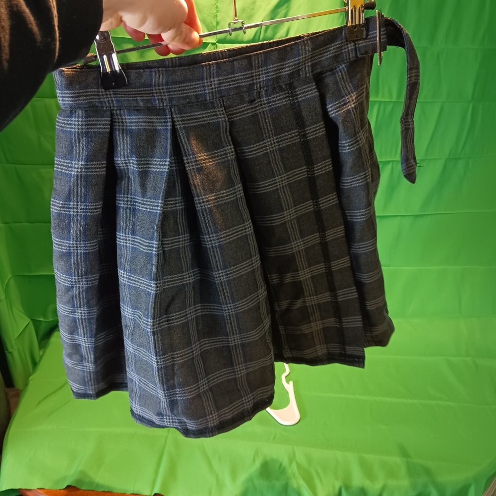 half plaid skirt belt women green brand new